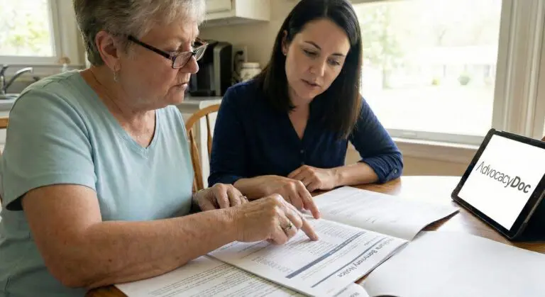 Patient reviewing Medicare summary notice documents