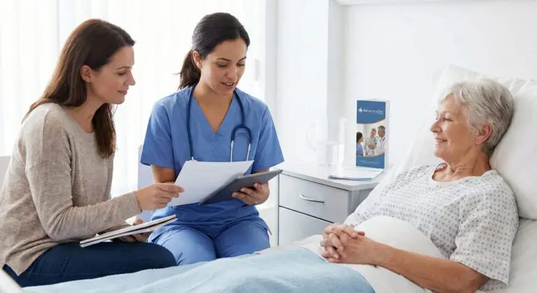 Family member discussing rehabilitation options with healthcare provider