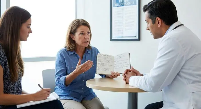 Patient speaking with doctor about health concerns