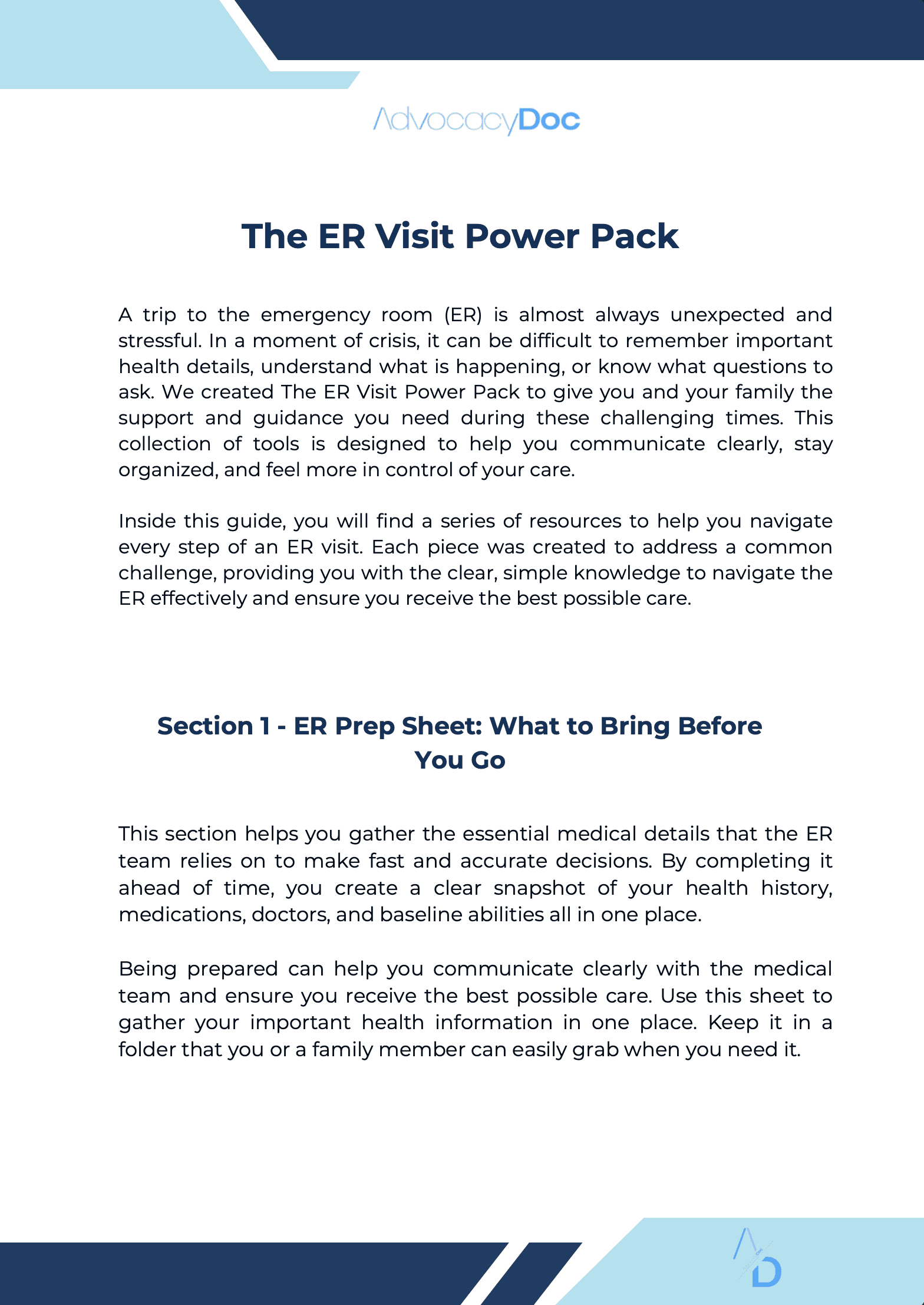 ER Visit Power Pack digital guide cover