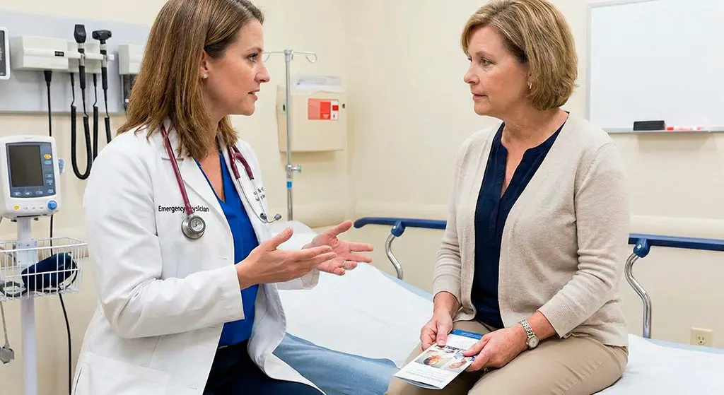 Doctor discussing hospital discharge and admission decisions with patient