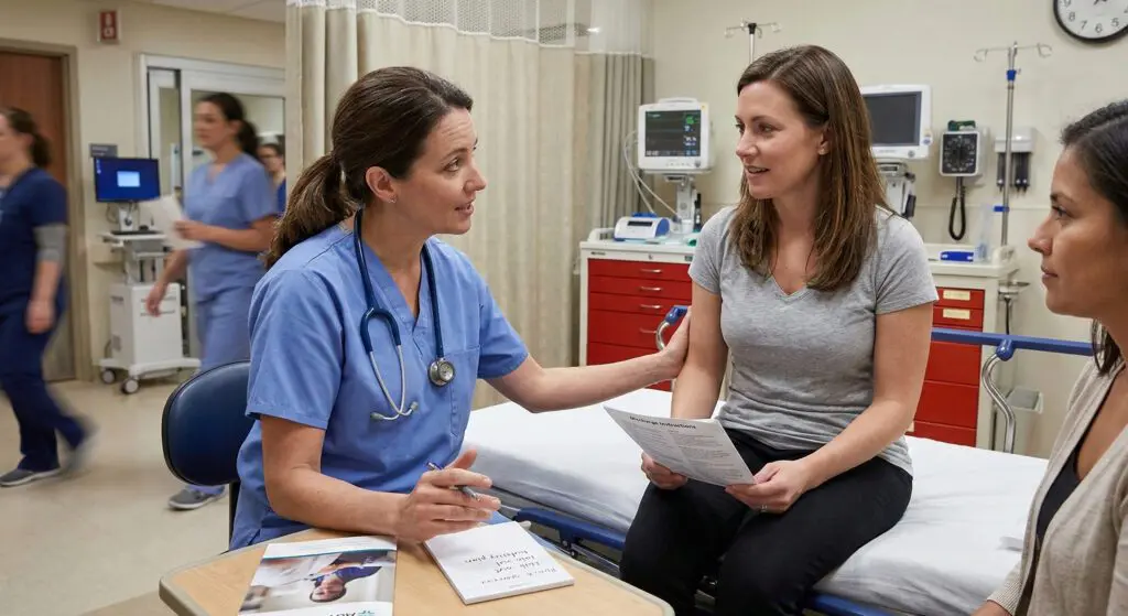 Doctor discussing an emergency room diagnosis with a patient